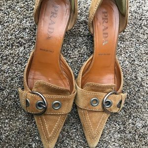 Prada brown suede kitten heel sz 351/2